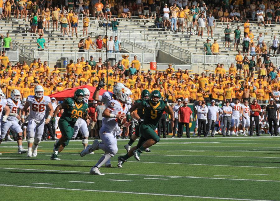 Then-sophomore quarterback Brock Purdy escapes pressure in the pocket during the Cyclones 23-21 loss to Baylor on Sept. 28, 2019.