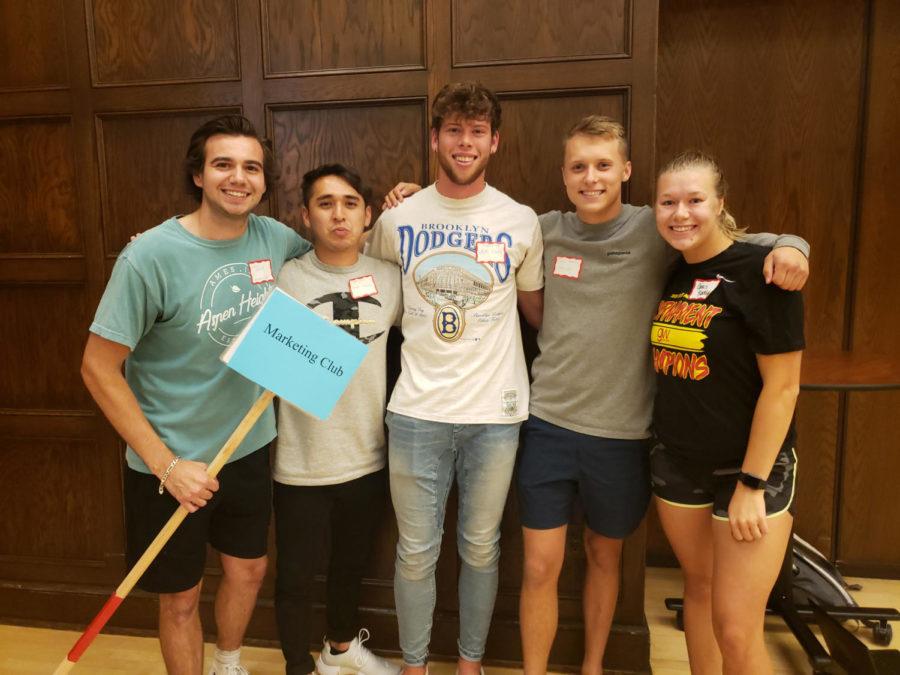 The marketing club won first place in the Student Org Showdown, taking home $500 for their club. L to R: Senior in marketing Andrew Askeland, senior in marketing Israel Munoz, senior in marketing Nate Ross, junior in marketing Jack Swanson and senior in management Grace Blocker.