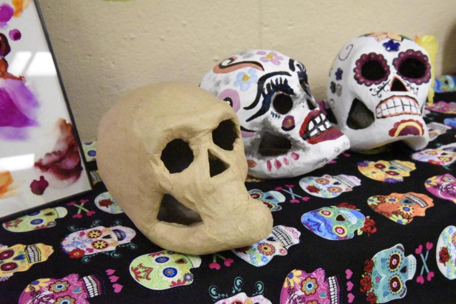 The Workspace provided paper mâché sugar skulls for students to decorate during October to celebrate Día de los Muertos.