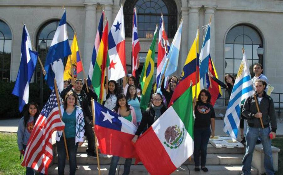 Latino+students+and+graduates+at+the+Marcha+de+las+Banderas%2C+or+March+of+the+Flags%2C+represented+their+countries+of+origin+during+Latino+Heritage+Month+on+Sept.+15%2C+2011.