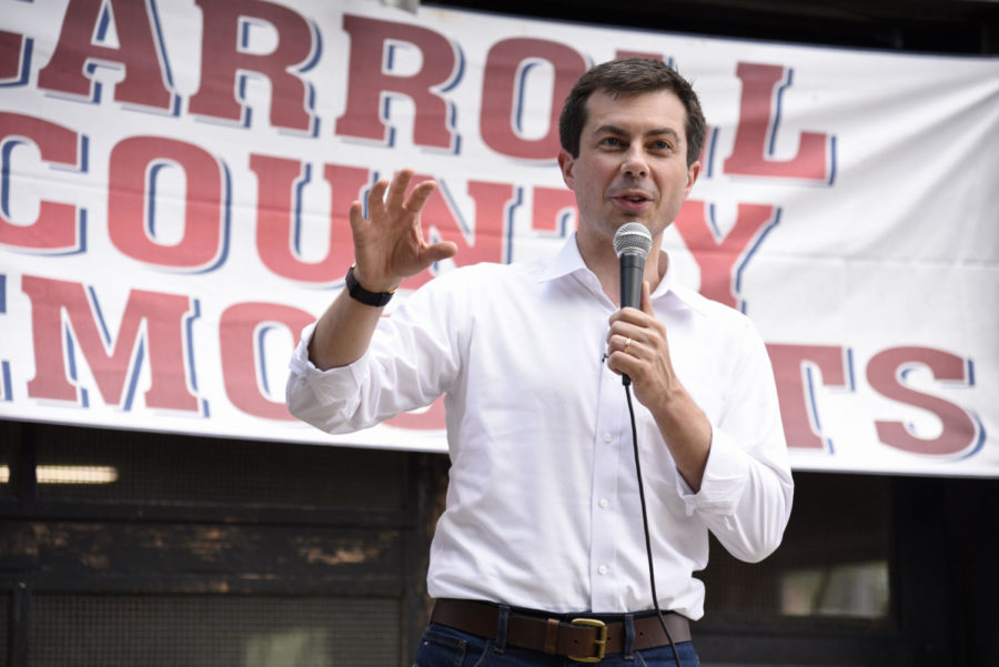 Pete Buttigieg during his stop in Carroll, Iowa, on the Fourth of July.