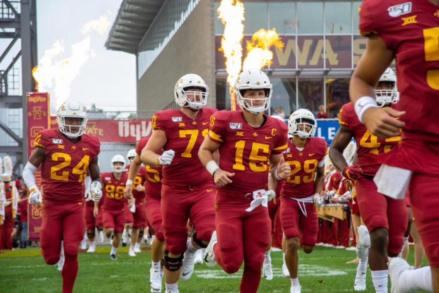 Iowa+State+Cyclones+take+the+field+against+LA-Monroe+on+Sept.+21.