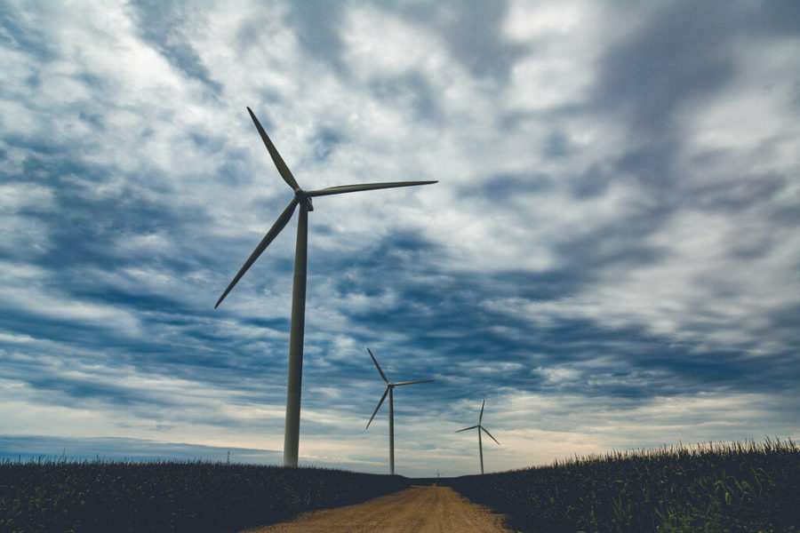 Wind turbines create a lot of clean energy for people to use. Iowa has many wind farms to help create more clean energy.