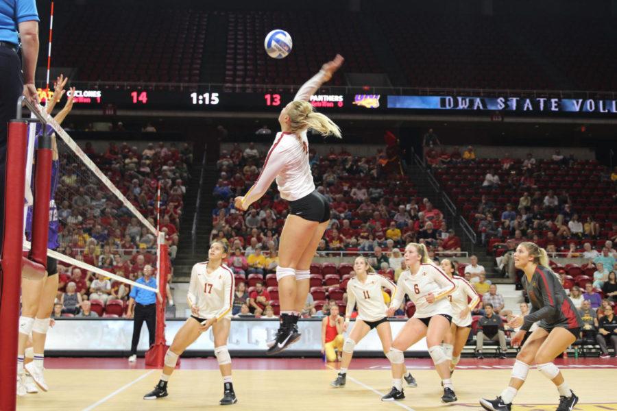 Iowa State volleyball won against the University of Northern Iowa 3-1 Sept. 10, 2019, at Hilton Coliseum.