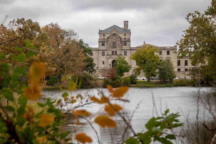 The leaves of trees around Lake LaVerne are slowly changing to shades of orange, yellow and red as fall is in full swing around campus and all of Ames.
