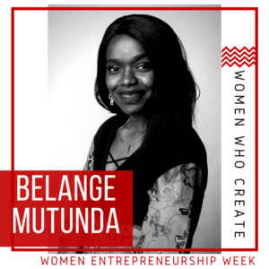 Belange Mutunda, senior in apparel, merchandising and design, spoke about her company, Belange Handmade, during the "Women Who Create Student Panel" on Tuesday.