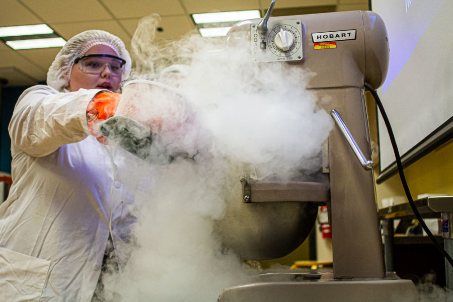 Students of College of Human Sciences had a liquid nitrogen demo on making ice cream with the very cold element Thursday in MacKay Hall.