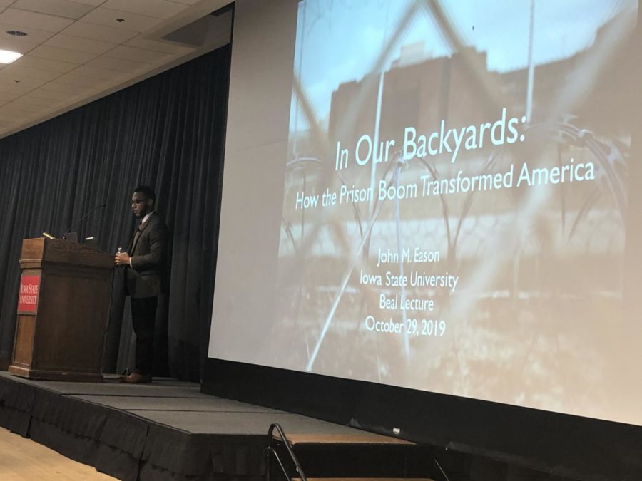 John Eason, associate professor of sociology at the University of Wisconsin-Madison, presented the lecture, “In Our Backyards: How the Prison Boom Transformed Rural America.”
