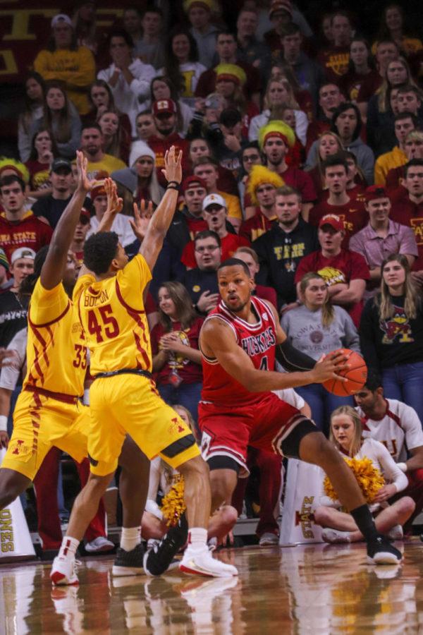 Rasir Bolton guards a Northern Illinois player during the Cyclones win Tuesday night.