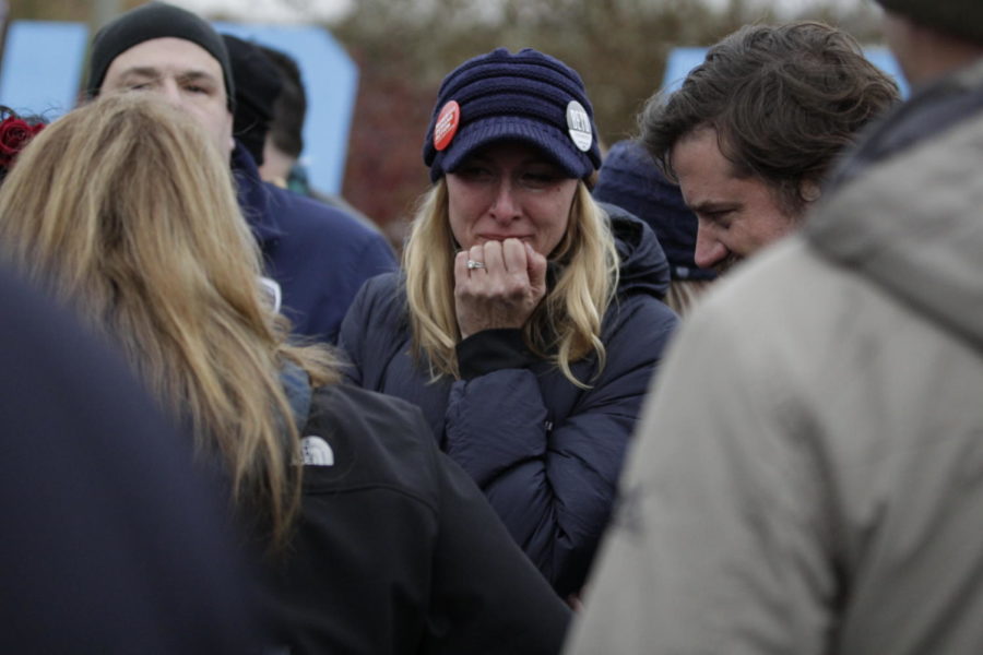 Brandy Lewis reacting to news of Beto O'Rourke dropping out of the presidential election at the Liberty and Justice Celebration on Nov. 1.