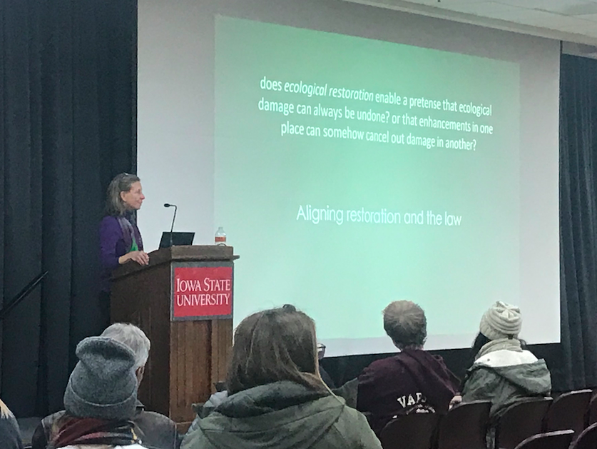 Margret A. Palmer from the University of Maryland gave a lecture about the restoration of streams, rivers and wetlands in America.