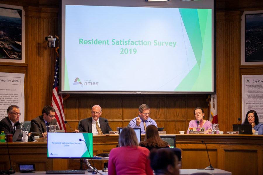 Susan Gwiasda, public relations officer for the city of Ames, presented the results of the Ames Residential Satisfaction Survey on Oct. 8. 