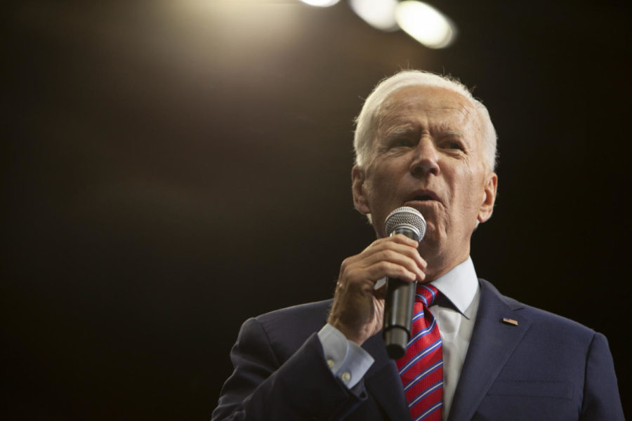 Former Vice President Joe Biden speaks during the Iowa Democratic Party’s “Liberty and Justice Celebration” Nov. 1 in Des Moines, Iowa.