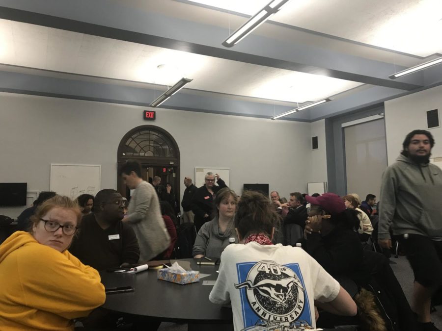 Iowa State students, faculty and staff gathered in Parks Library to hold a discussion about controversial issues on campus Nov. 4.
