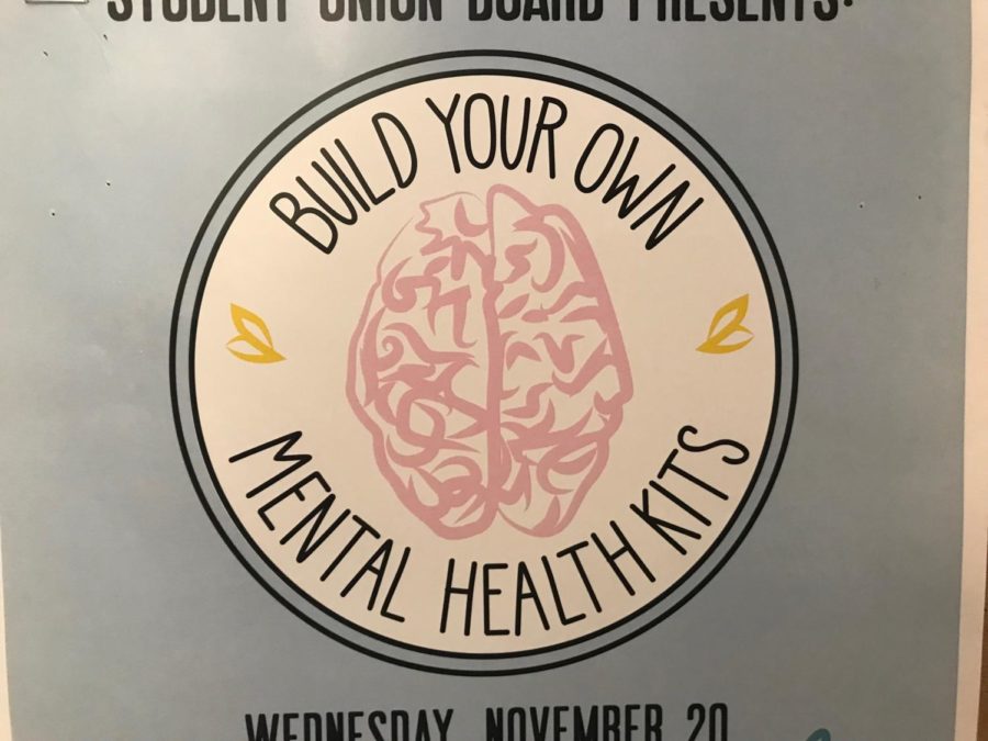 The design featured on a Build Your Own Mental Health Kits poster displayed in the Memorial Union. The mental health focused event will be hosted by Iowa States Student Union Board on Wednesday.