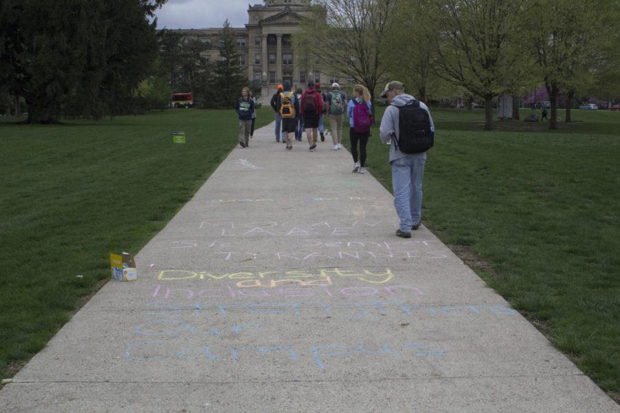 Recent chalkings seen on Iowa State sidewalks led to a student protest surrounding racism on campus. Following the protest, a new chalking policy was implemented to limit who can chalk and what they can put in their chalkings.