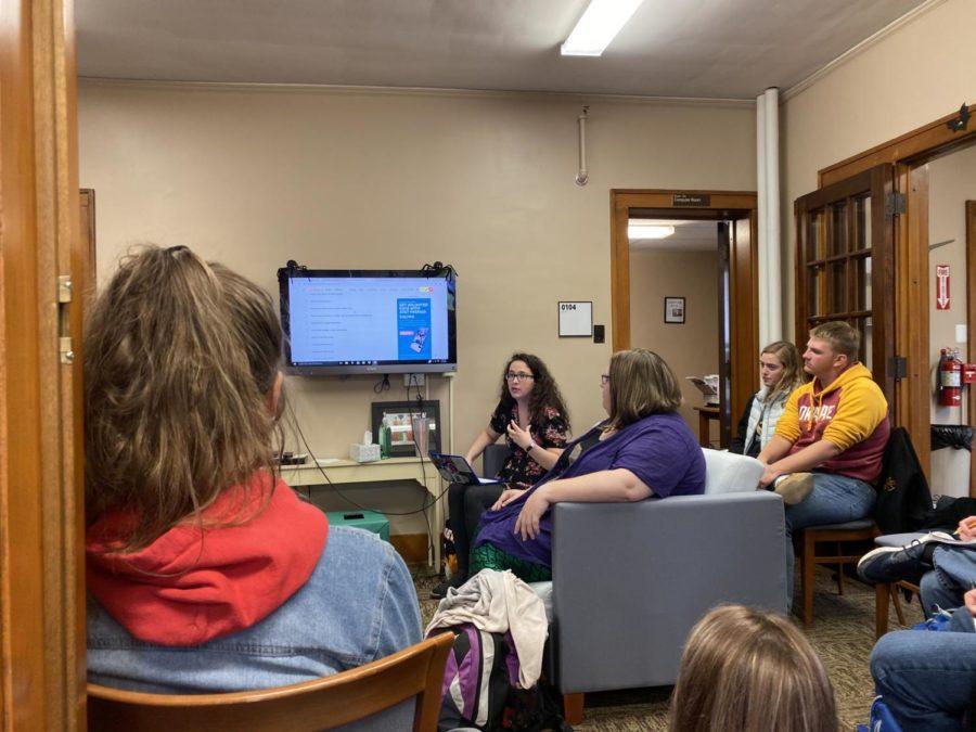 Chloe Clark, assistant teaching professor English, led this weeks packed Feminist Friday discussion on monstering and othering applied to the horror genre and in the language we use towards individuals and groups of people.