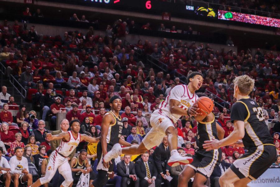 Sophomore+guard+Rasir+Bolton+is+fouled+while+trying+to+shoot+the+ball+during+Iowa+State%E2%80%99s+73-45+victory+over+Southern+Mississippi+at+Hilton+Coliseum+on+Nov.+19.