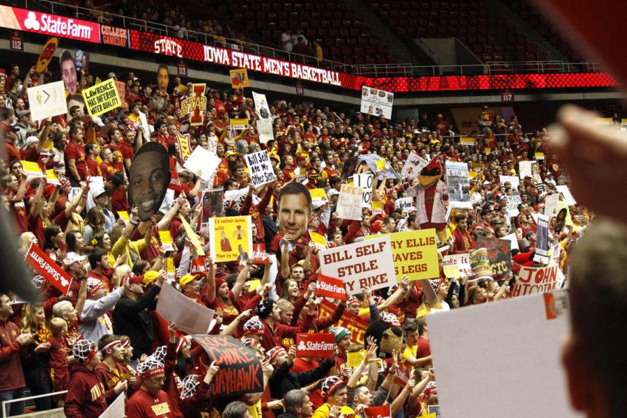 Fans show their excitement and support for the Cyclones on ESPNs College GameDay on Jan. 17, 2015.