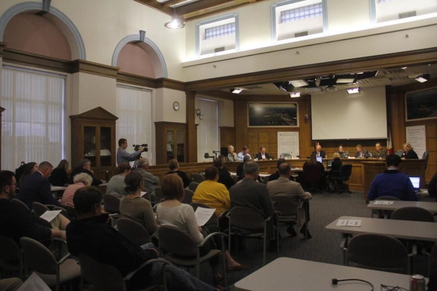 Residents of Ames gather Sept. 25, 2018, at City Hall.