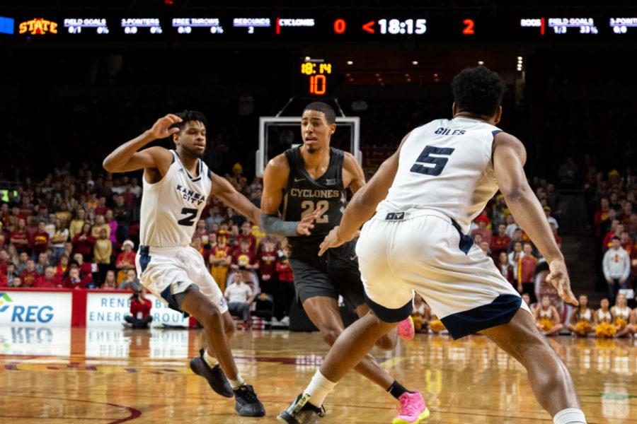 Tyrese Haliburton drives the hoop during the Iowa State basketball game against UMKC on Dec. 4.