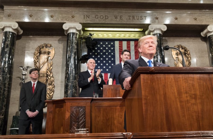 President Donald Trump delivering the 2018 State of the Union Address from the U.S. Capitol Building in Washington, D.C.