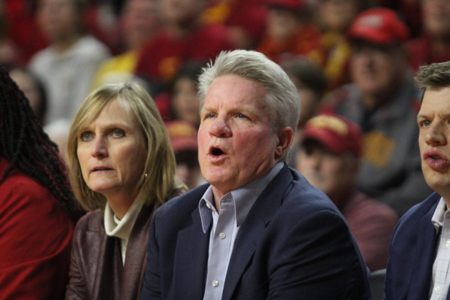 Iowa State Head Coach Bill Fennelly coaches from the sideline Dec. 11. Fennelly coached with a heavy heart, having lost his father the morning of the game.