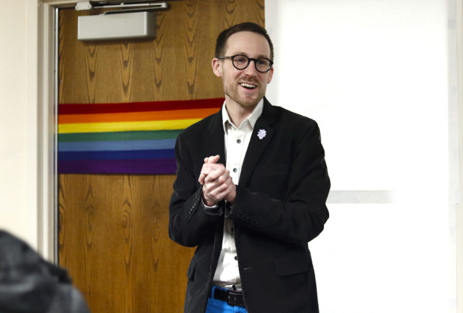 Brad Freihoefer, director of the Center for LGBTQIA+ Student Success, delivers an opening speech to all attendees of the opening ceremony March 5. In the previous space, we had a sitting capacity of about 12, and we fill the space quite often, Freihoefer said. The new space will provide a whole new set of opportunities for students.