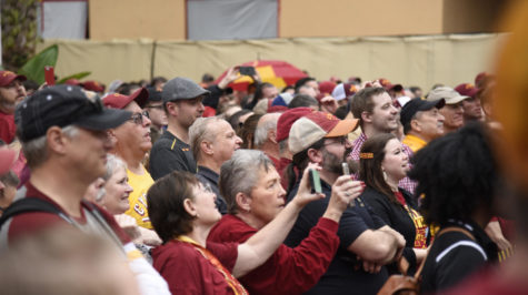 Iowa State fans packed the Pointe Orlando plaza during the Camping World Bowl fan pep rally on Friday. Fans heard from team captains, Head Coach Matt Campbell and Athletic Director Jamie Pollard. The cheer team and band also performed.