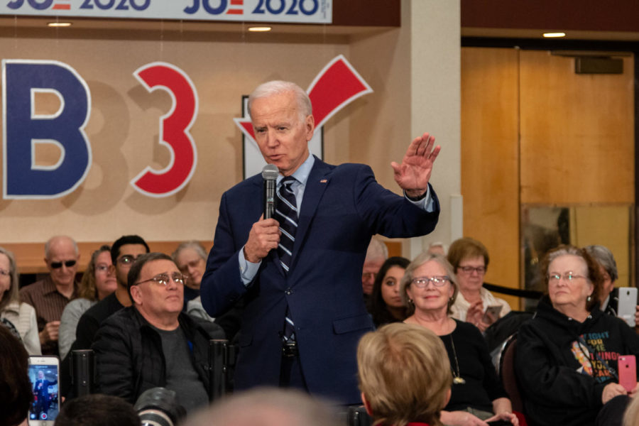 Joe Biden speaks at a community event Jan. 21 at the Gateway Conference Center in Ames.