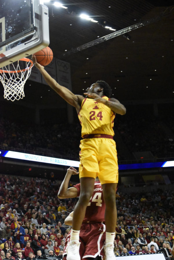 Iowa State guard Terrence Lewis goes up for a layup against Oklahoma on Saturday. 