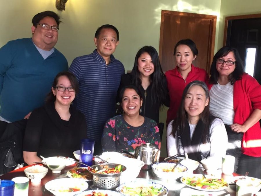 One of Asian American Pacific Islander Faculty and Staff Associations many socials, the end of semester lunch.