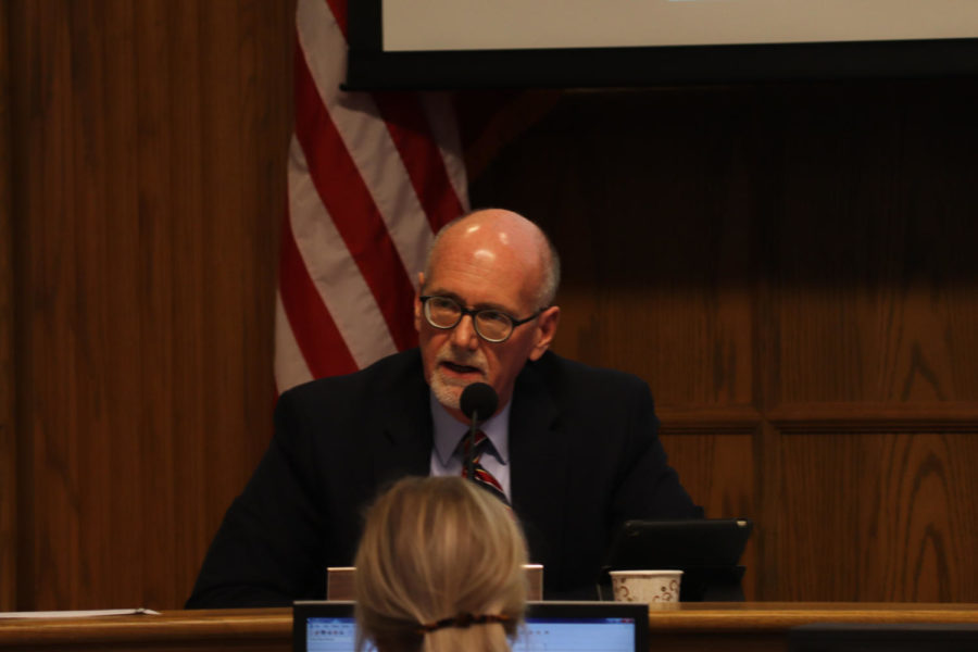Ames Mayor John Haila speaking during the Ames City Council meeting on June 18.   