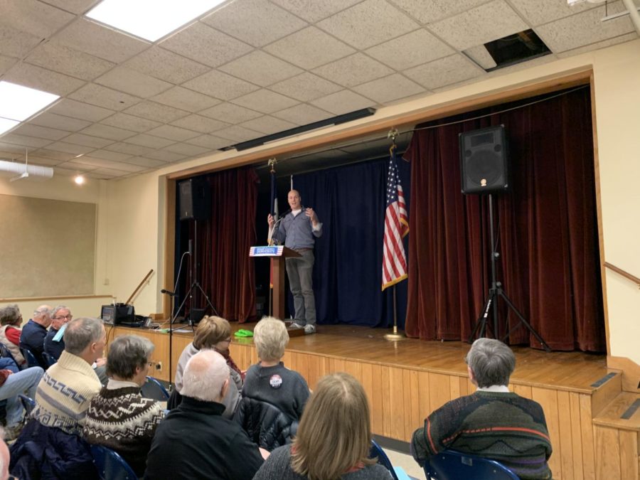 Democratic congressional candidate J.D. Scholten speaking at the Story County Democrats annual Soup Supper on Jan. 18 at the Collegiate United Methodist Church.