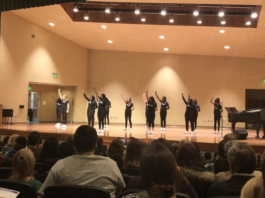 The program for the annual MLK Day community birthday celebration featured a high energy performance by the Ames High Step Team.