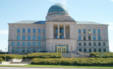 The Iowa Judicial Branch building, home to the Iowa Supreme Court, located off of E Court Avenue in Des Moines.