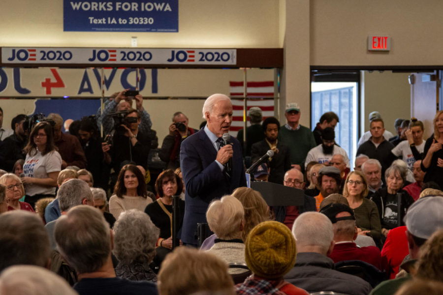 Joe+Biden+speaks+at+a+community+event+on+Jan.+21+at+the+Gateway+Conference+Center+in+Ames.