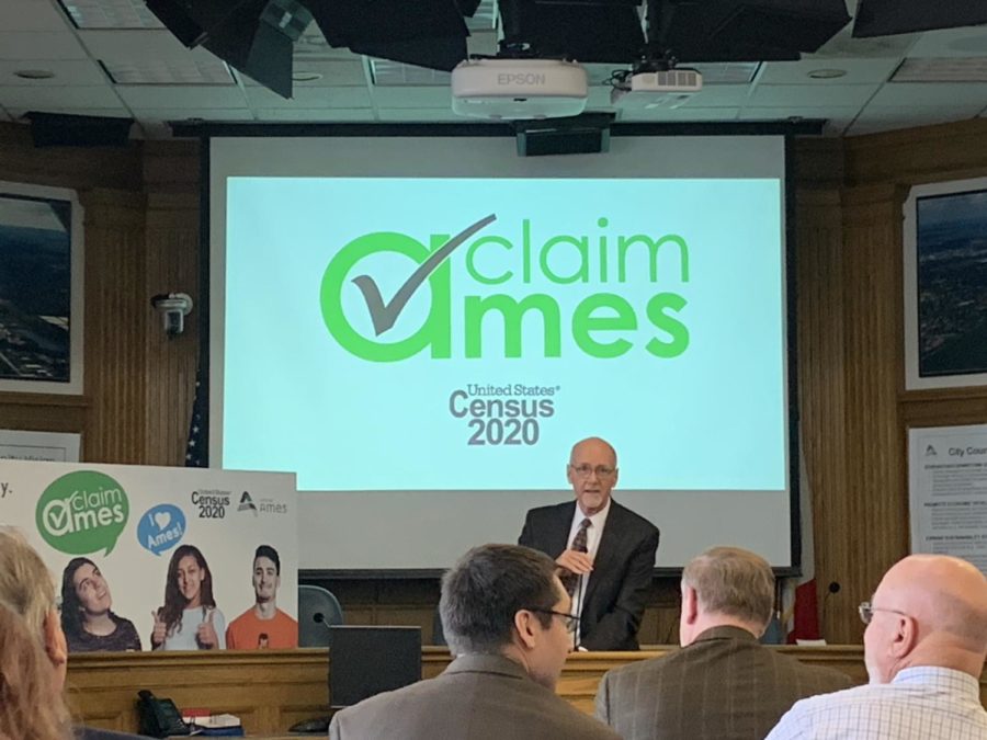 Ames Mayor John Haila, Iowa State University President Wendy Wintersteen and a representative from the United States Census Bureau led Claim Ames on Monday in order to increase public awareness about the 2020 census.