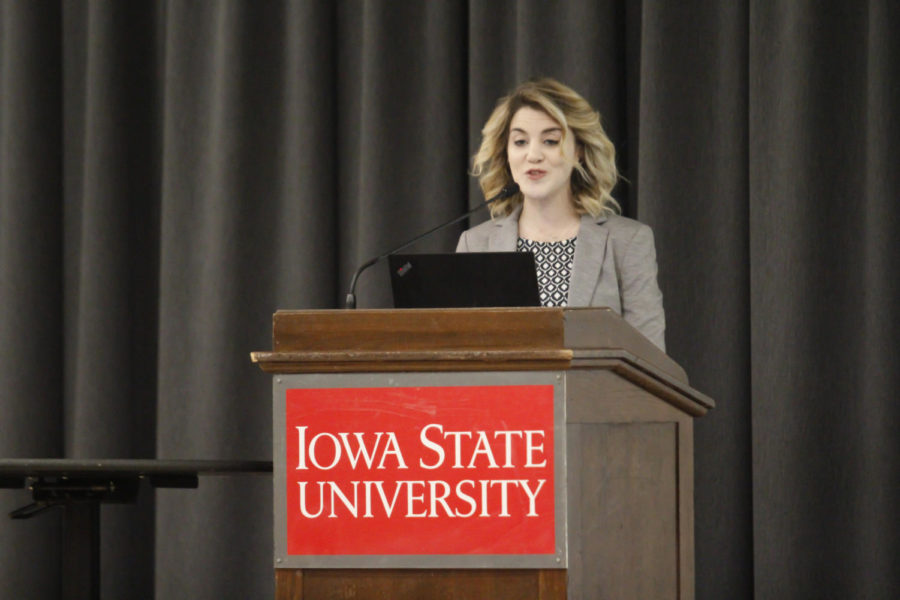 Ari Fleisig, an organizer with the American Civil Liberties Union, spoke at Iowa State on Jan. 22 about the organizations positions and the Iowa caucuses.