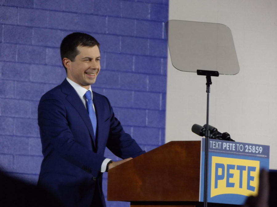 Former Mayor Pete Buttigieg speaks to supporters after the Iowa caucuses on Feb. 3 in Des Moines.