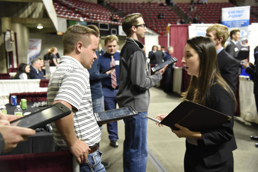 The engineering career fair took place on Feb. 11. Students attended and spoke to different employers in search for full and part-time positions.