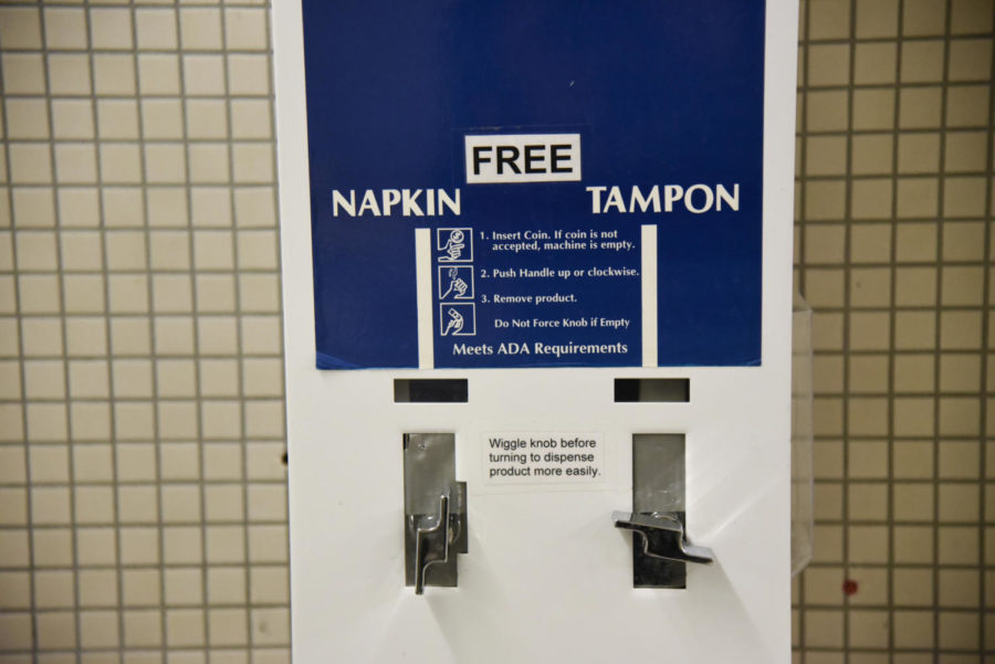 Tampons and pads are offered for free at different locations across campus.
