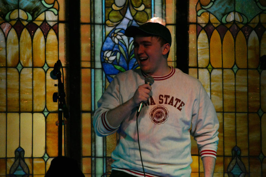 Jake McGuire, junior in marketing, came to SUB Open Mic Night to perform some of his stand-up comedy. As the winner of the SUB Stand Up Comedy Contest on Jan. 23, he will open for comedian Sara Schaefer at the upcoming SUB Comedy Night on Saturday.