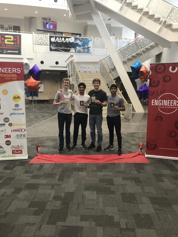 John Jasonowicz, senior in industrial engineering, Philip Markose, senior in electrical engineering, Dawson Fox, senior in materials engineering, and Matthew Markose, senior in software engineering, were the winners for the E-Mazing Race competition, which is part of the 2020 Engineers Week.
