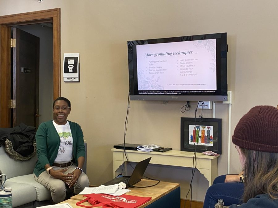 Feminist Friday speaker Jazzmine Brooks, the equity and inclusion coordinator for the Office of Equal Opportunity, led a discussion Feb. 14 over “Rural Black Doula Chronicles: Addressing Disassociation of the Body and Mind.”