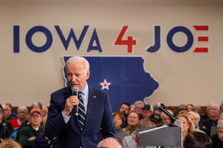 Joe+Biden+speaks+at+a+community+event+on+Jan.+21%C2%A0at+the+Gateway+Conference+Center+in+Ames.