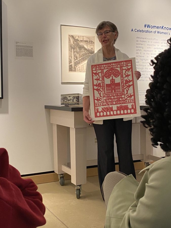 Linda Emmerson, local artist and Iowa State alumna, spoke about her own art medium of paper cutting as part of the reACT series #WomenKnowStuffToo.
