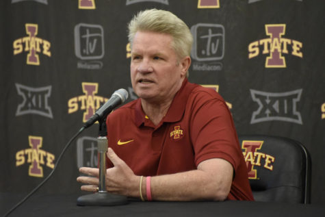 Iowa State Head Coach Bill Fennelly addresses the media at Iowa State womens basketball media day Oct. 7, 2019.
