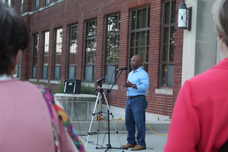 State Rep. Ross Wilburn, hours before being officially elected to the Iowa House of Representatives, speaks at the Shine a Light for Democracy Vigil on Aug. 6 at City Hall. The event took place on the 54th anniversary of the 1965 Voting Rights Acts passage and was meant to highlight the Supreme Court decision in Shelby County v. Holders elimination of the acts pre-clearance provision. Wilburn pointed out that without the Voting Rights Act, he would be unable to vote.