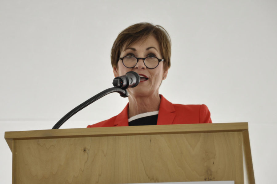 Iowa Gov. Kim Reynolds spoke at the Elite Octane grand opening Sept. 2. At the event, which fell on Labor Day, Reynolds voiced her support for American workers.